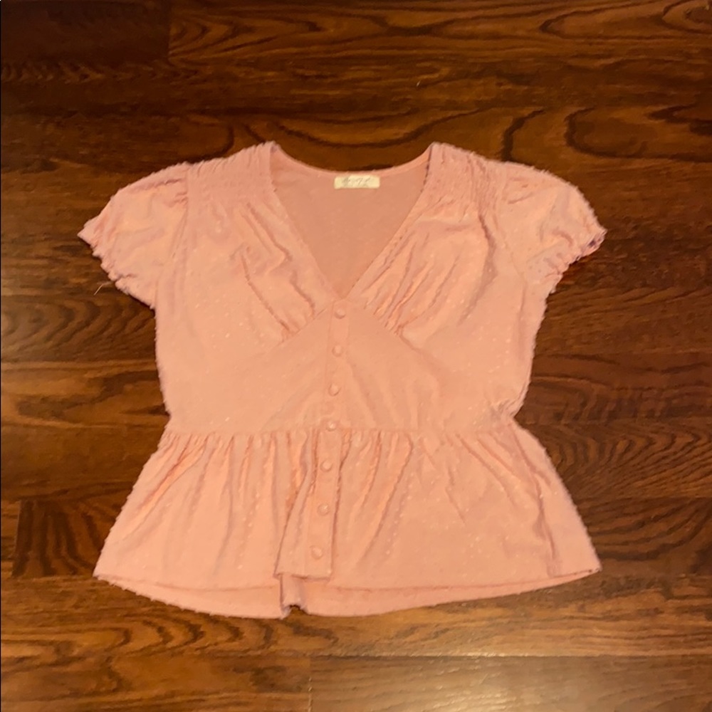 Ultra flirt v-neck light pink top
